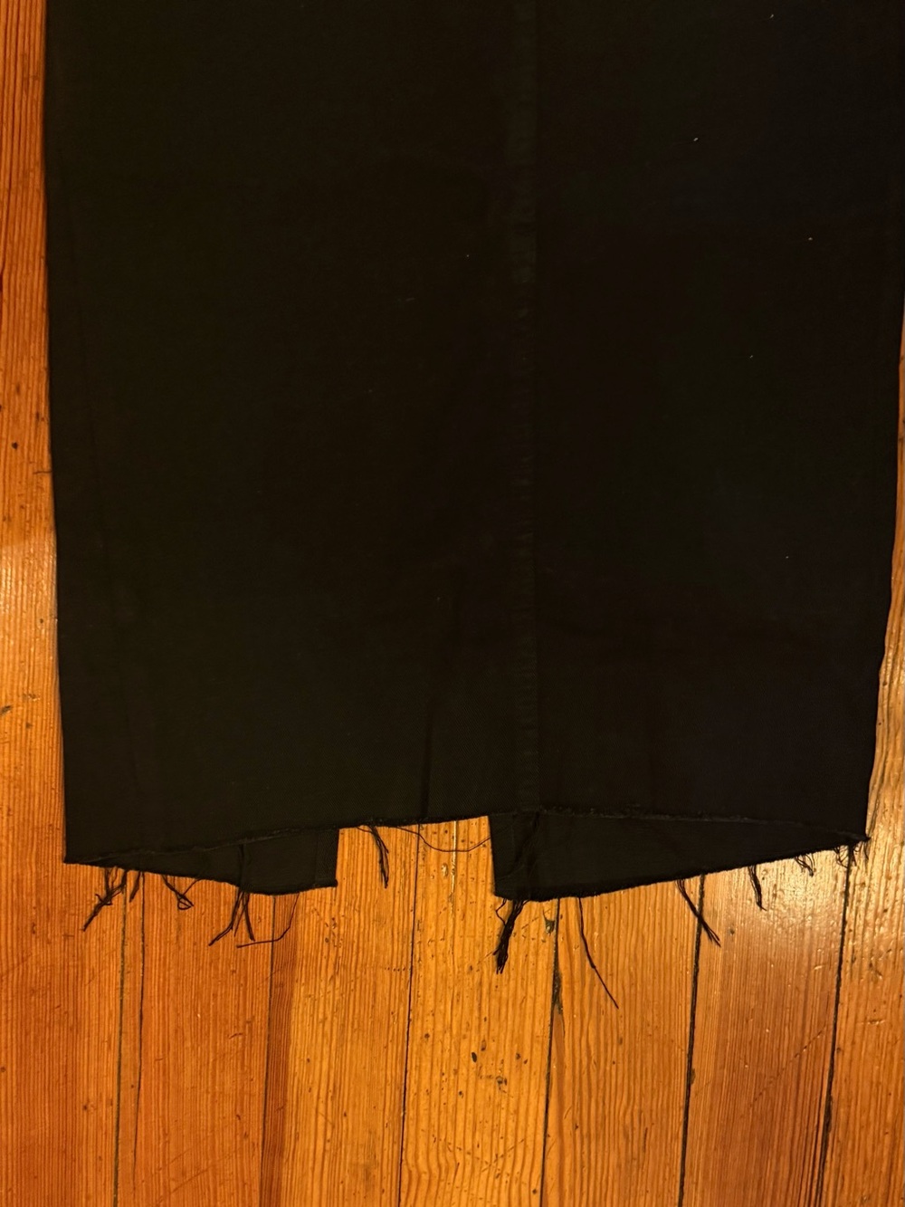 Black Demi Midi Pencil Skirt with Front Slit + Asymmetric Waist - Picture 4 of 9